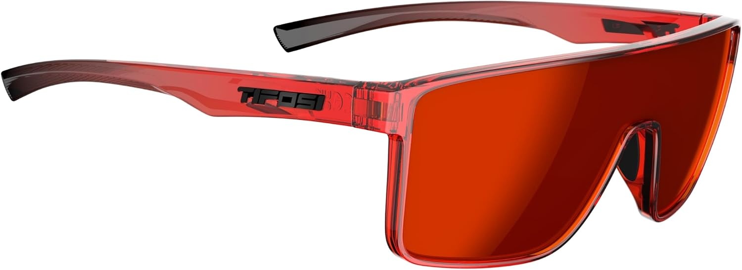 Tifosi Sanctum Sunglasses, Ideal For Cycling, Golf, Hiking, Running, Tennis & Pickleball, Lifestyle(Crystal Red Fade (Smoke Red Mirror))