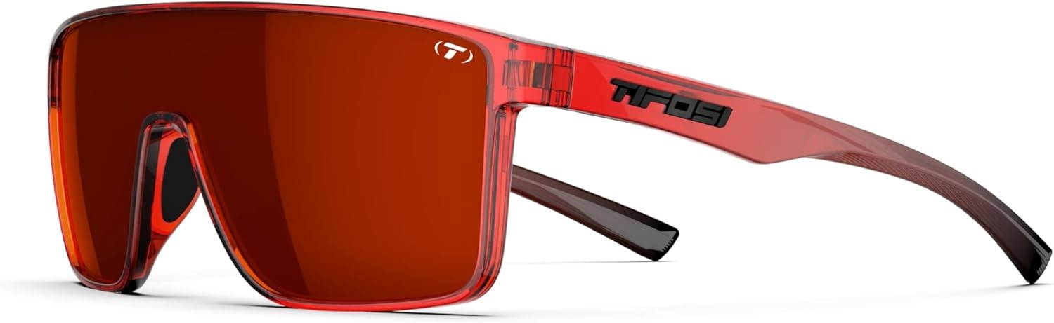 Tifosi Sanctum Sunglasses, Ideal For Cycling, Golf, Hiking, Running, Tennis & Pickleball, Lifestyle(Crystal Red Fade (Smoke Red Mirror))