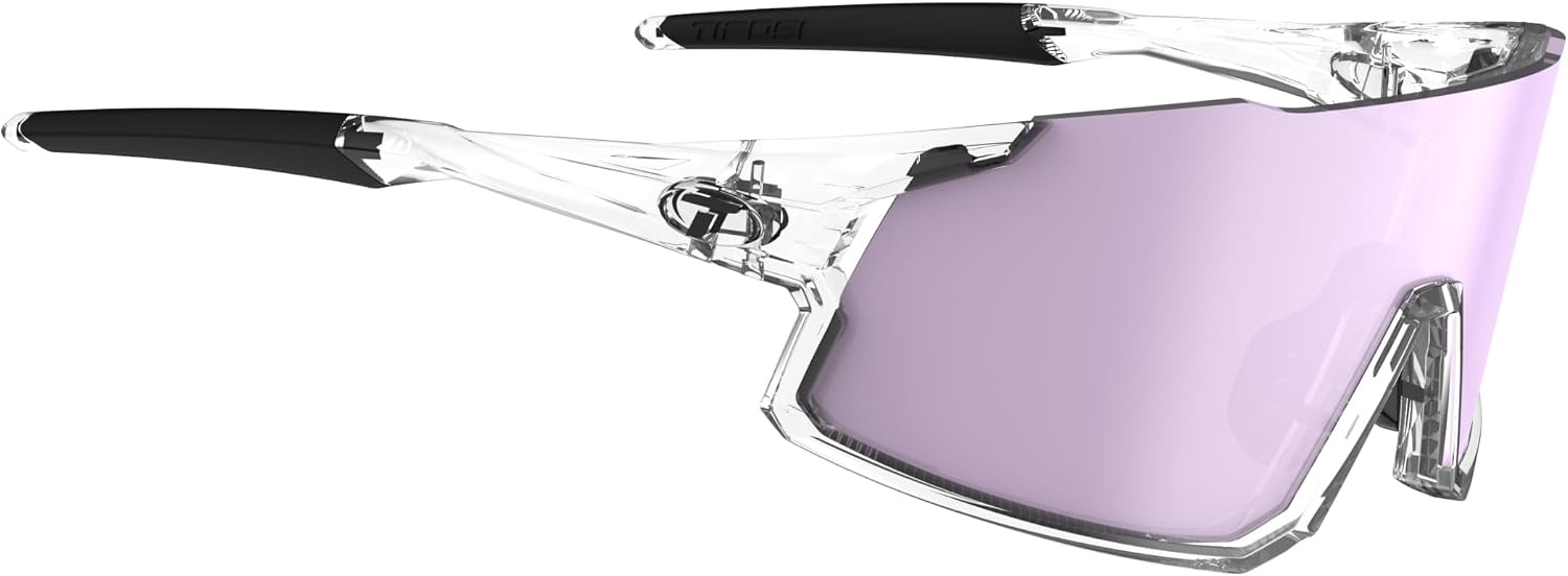 Tifosi Optics Stash Sunglasses – Ideal For Cycling (Gravel, MTB & Road), Baseball, Softball & Pickleball(Crystal Clear (Clarion Purple/Ac Red/Clear))