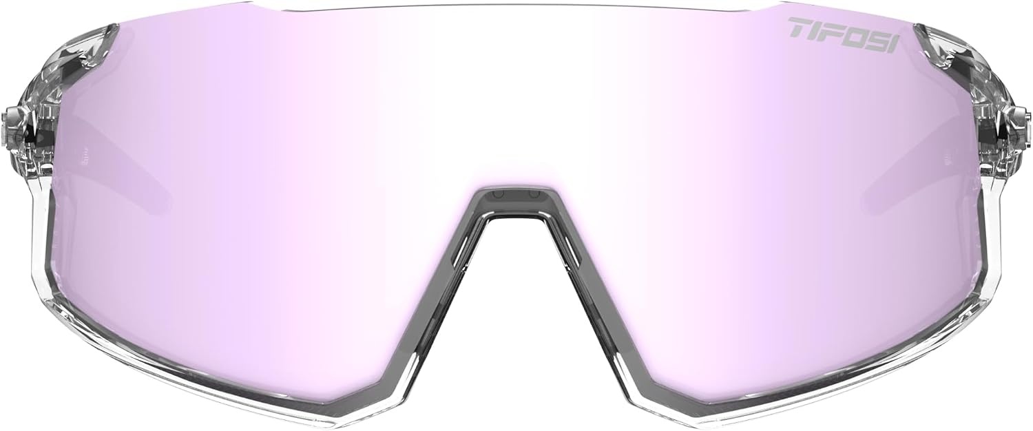 Tifosi Optics Stash Sunglasses – Ideal For Cycling (Gravel, MTB & Road), Baseball, Softball & Pickleball(Crystal Clear (Clarion Purple/Ac Red/Clear))