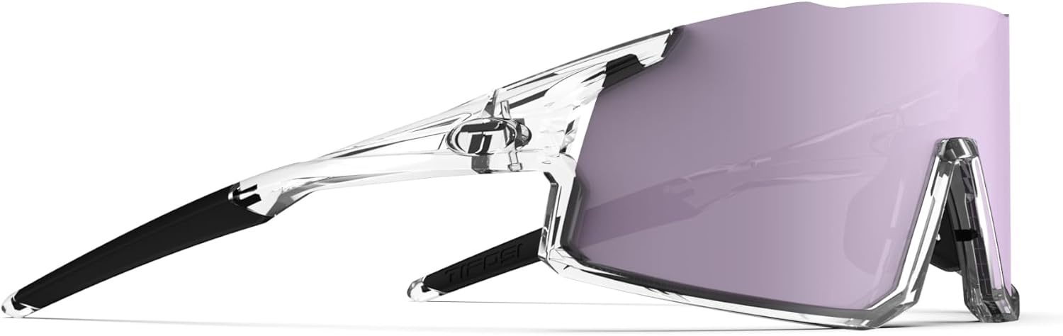 Tifosi Optics Stash Sunglasses – Ideal For Cycling (Gravel, MTB & Road), Baseball, Softball & Pickleball(Crystal Clear (Clarion Purple/Ac Red/Clear))
