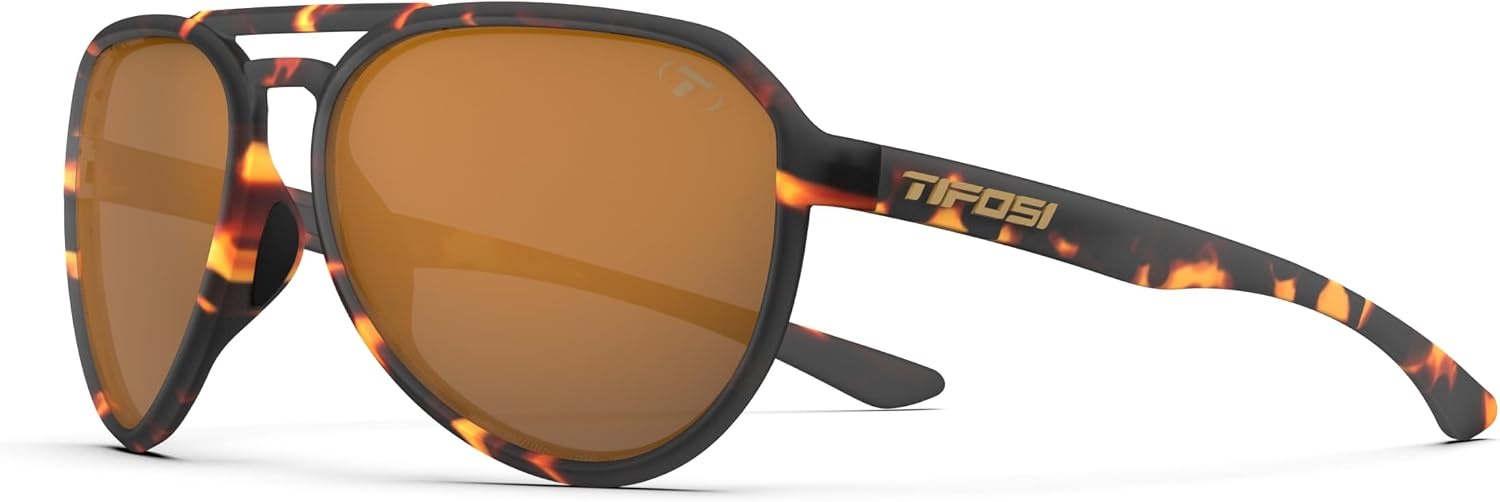 Tifosi Selca Tangle Free Aviator Men & Womens Sunglasses – Ideal for Golf, Hiking, Running, Pickleball & Great Lifestyle Look(Matte Tortoise (Brown Polarized))