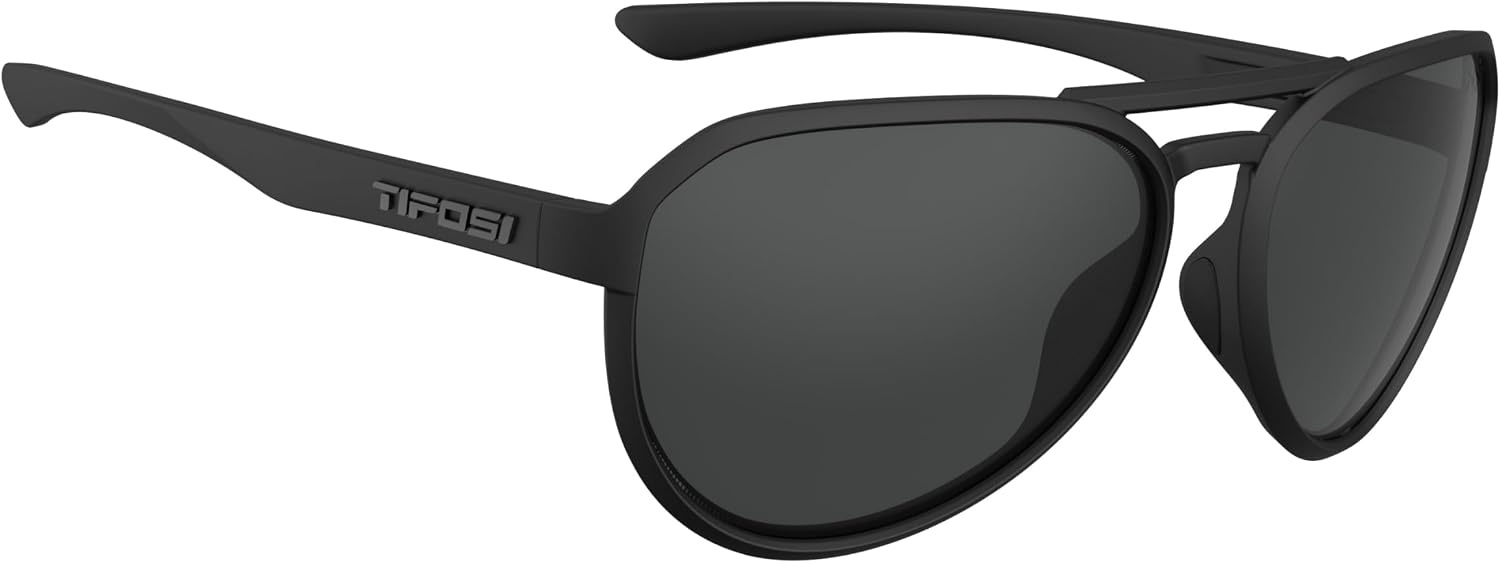 Tifosi Selca Tangle Free Aviator Men & Womens Sunglasses – Ideal for Golf, Hiking, Running, Pickleball & Great Lifestyle Look(Blackout (Smoke))
