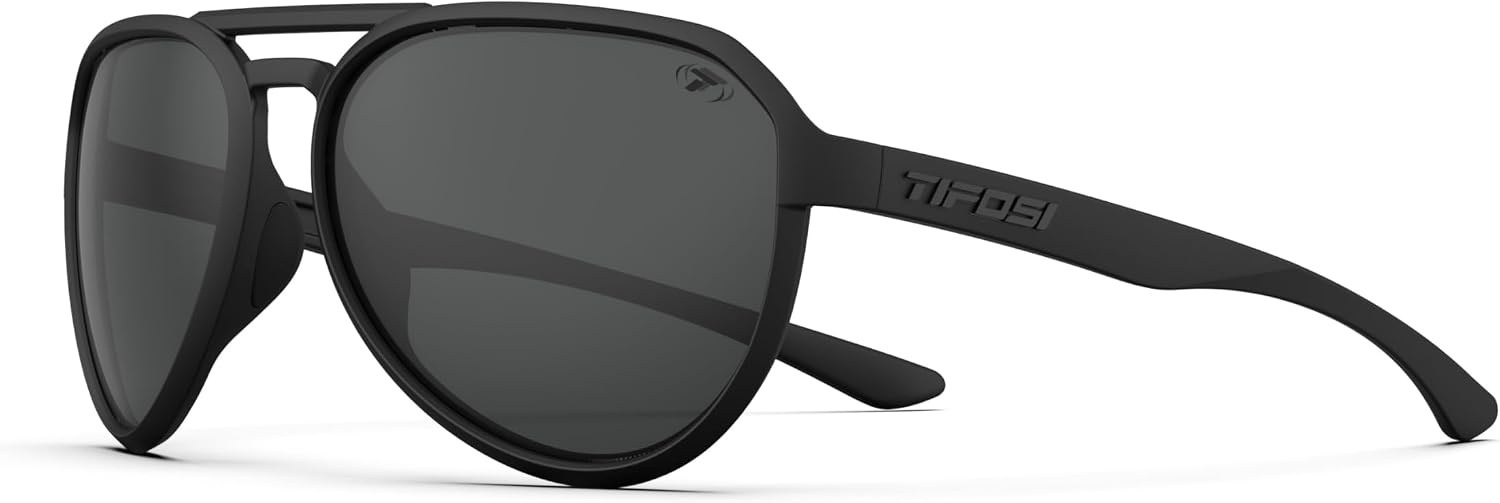 Tifosi Selca Tangle Free Aviator Men & Womens Sunglasses – Ideal for Golf, Hiking, Running, Pickleball & Great Lifestyle Look(Blackout (Smoke))
