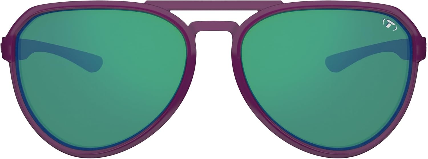 Tifosi Selca Tangle Free Aviator Men & Womens Sunglasses – Ideal for Golf, Hiking, Running, Pickleball & Great Lifestyle Look(Plum Crazy (Smoke Green Mirror))