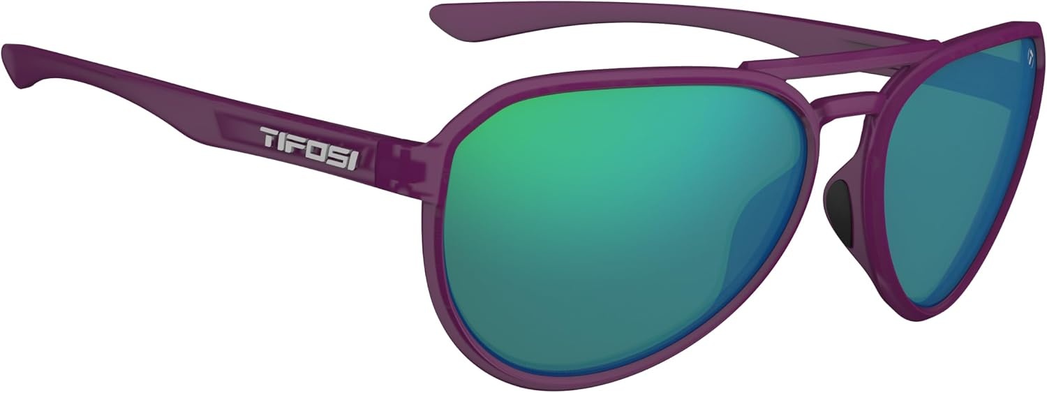 Tifosi Selca Tangle Free Aviator Men & Womens Sunglasses – Ideal for Golf, Hiking, Running, Pickleball & Great Lifestyle Look(Plum Crazy (Smoke Green Mirror))