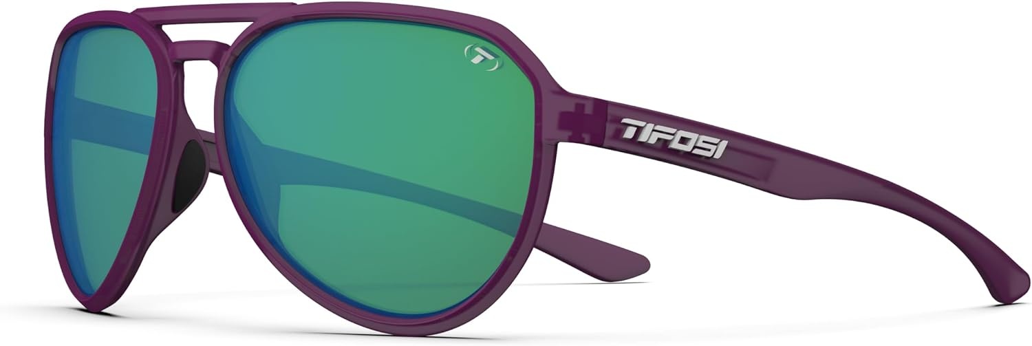 Tifosi Selca Tangle Free Aviator Men & Womens Sunglasses – Ideal for Golf, Hiking, Running, Pickleball & Great Lifestyle Look(Plum Crazy (Smoke Green Mirror))