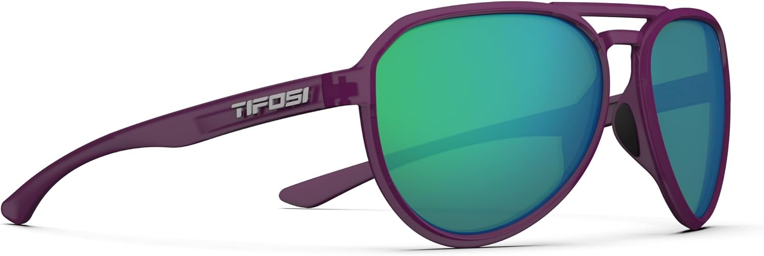Tifosi Selca Tangle Free Aviator Men & Womens Sunglasses – Ideal for Golf, Hiking, Running, Pickleball & Great Lifestyle Look(Plum Crazy (Smoke Green Mirror))