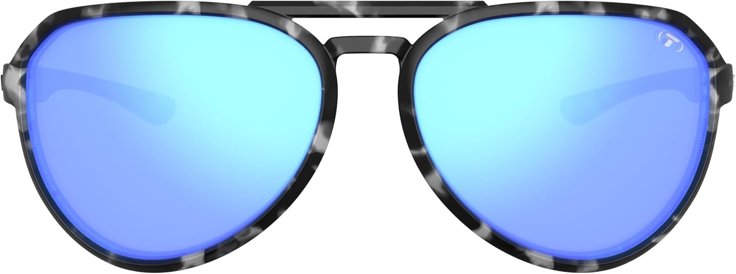 Tifosi Selca Tangle Free Aviator Men & Womens Sunglasses – Ideal for Golf, Hiking, Running, Pickleball & Great Lifestyle Look(Black Tortoise (Sky Blue Mirror))