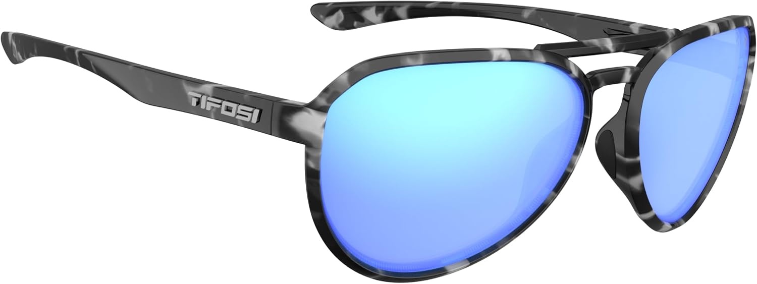 Tifosi Selca Tangle Free Aviator Men & Womens Sunglasses – Ideal for Golf, Hiking, Running, Pickleball & Great Lifestyle Look(Black Tortoise (Sky Blue Mirror))