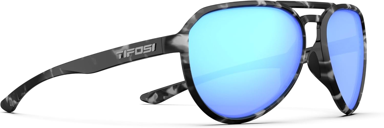 Tifosi Selca Tangle Free Aviator Men & Womens Sunglasses – Ideal for Golf, Hiking, Running, Pickleball & Great Lifestyle Look(Black Tortoise (Sky Blue Mirror))