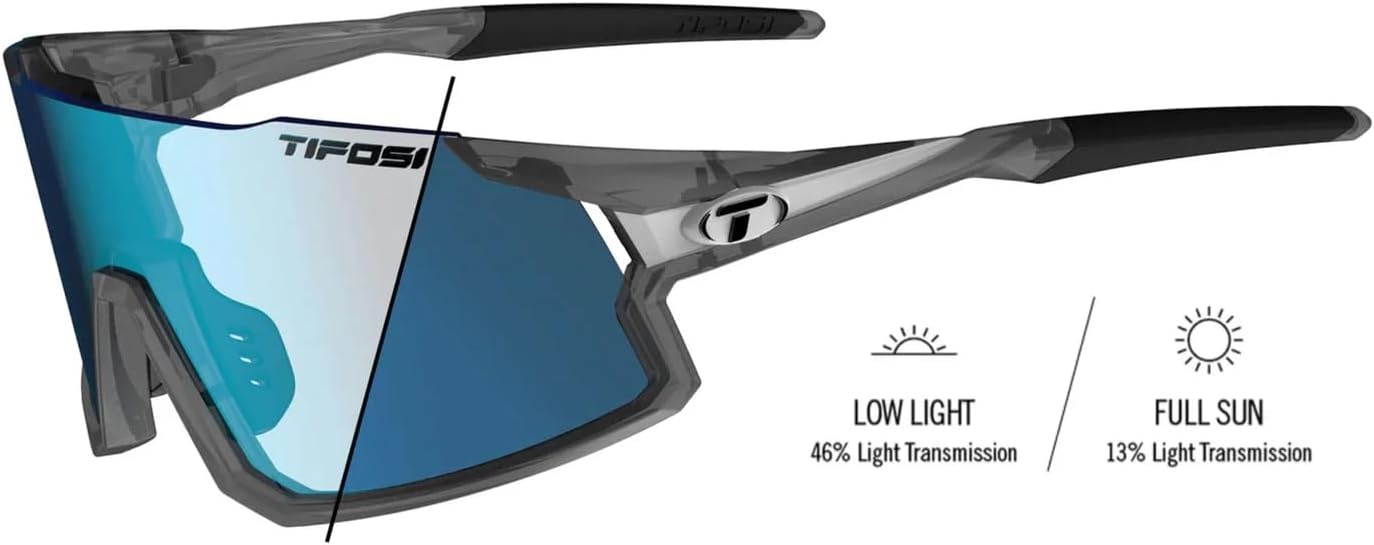 Tifosi Optics Stash Sunglasses – Ideal For Cycling (Gravel, MTB & Road), Baseball, Softball & Pickleball(Matte Smoke (Clarion Blue Fototec))