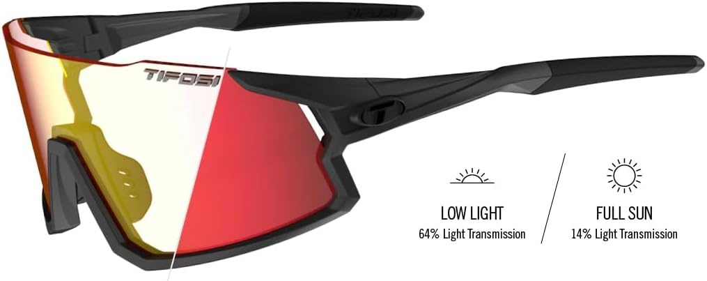 Tifosi Optics Stash Sunglasses – Ideal For Cycling (Gravel, MTB & Road), Baseball, Softball & Pickleball(Matte Gunmetal (Clarion Red Fototec))