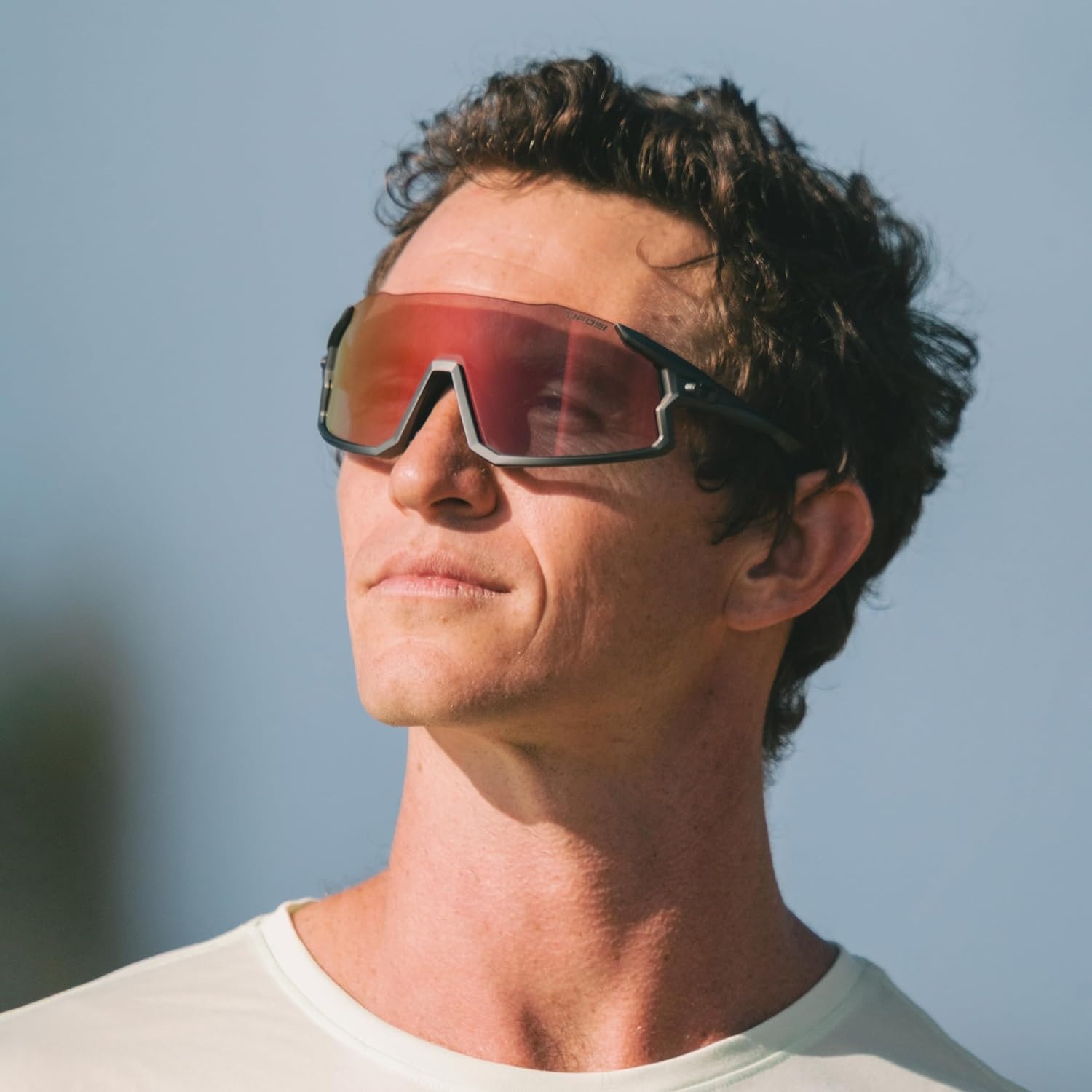 Tifosi Optics Stash Sunglasses – Ideal For Cycling (Gravel, MTB & Road), Baseball, Softball & Pickleball(Matte Gunmetal (Clarion Red Fototec))