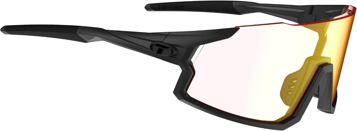 Tifosi Optics Stash Sunglasses – Ideal For Cycling (Gravel, MTB & Road), Baseball, Softball & Pickleball(Matte Gunmetal (Clarion Red Fototec))