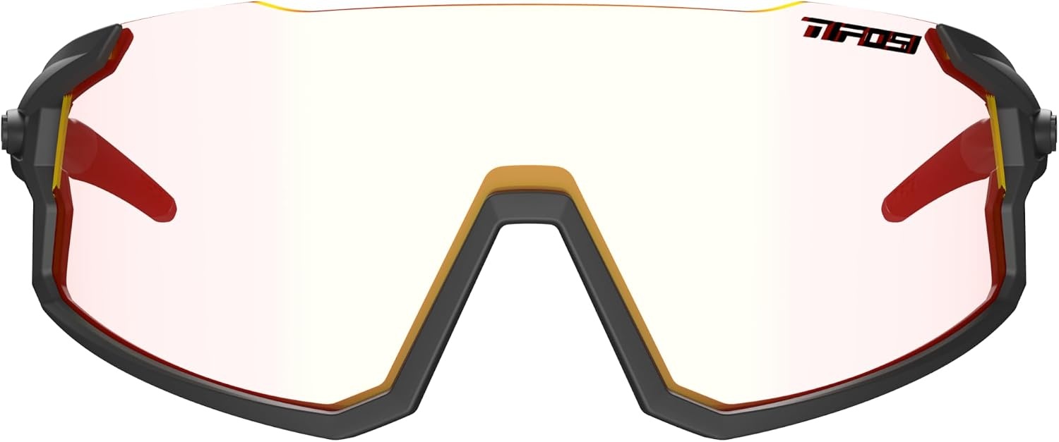 Tifosi Optics Stash Sunglasses – Ideal For Cycling (Gravel, MTB & Road), Baseball, Softball & Pickleball(Matte Gunmetal (Clarion Red Fototec))
