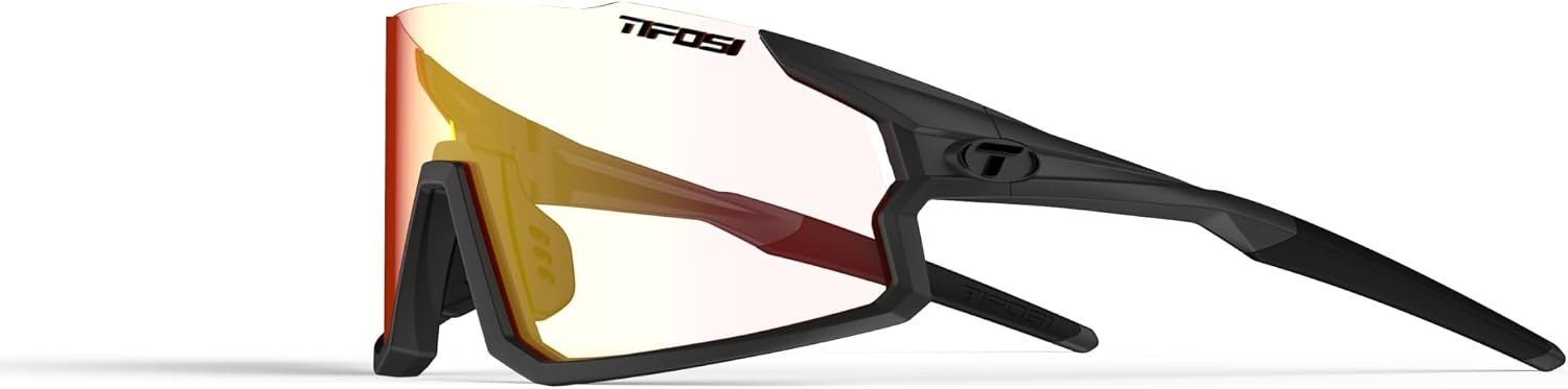 Tifosi Optics Stash Sunglasses – Ideal For Cycling (Gravel, MTB & Road), Baseball, Softball & Pickleball(Matte Gunmetal (Clarion Red Fototec))