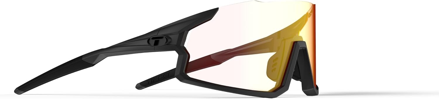 Tifosi Optics Stash Sunglasses – Ideal For Cycling (Gravel, MTB & Road), Baseball, Softball & Pickleball(Matte Gunmetal (Clarion Red Fototec))