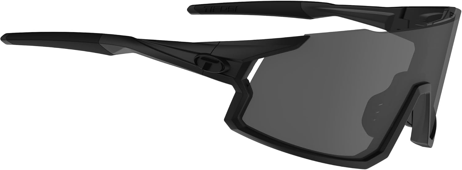 Tifosi Optics Stash Sunglasses – Ideal For Cycling (Gravel, MTB & Road), Baseball, Softball & Pickleball(Blackout (Smoke/Ac Red/Clear))