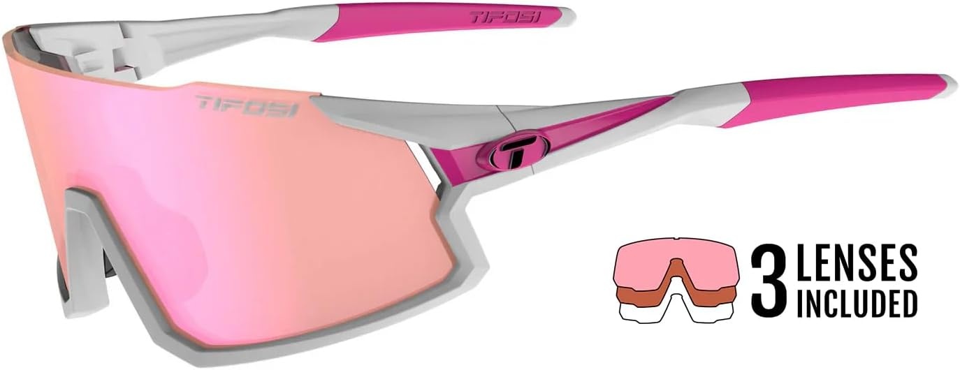 Tifosi Optics Stash Sunglasses – Ideal For Cycling (Gravel, MTB & Road), Baseball, Softball & Pickleball(Race Pink (Clarion Pink/Ac Red/Clear))