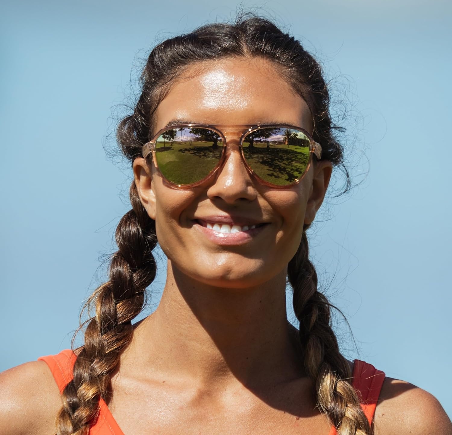 Tifosi Selca Tangle Free Aviator Men & Womens Sunglasses – Ideal for Golf, Hiking, Running, Pickleball & Great Lifestyle Look(Crystal Brown (Pink Mirror))