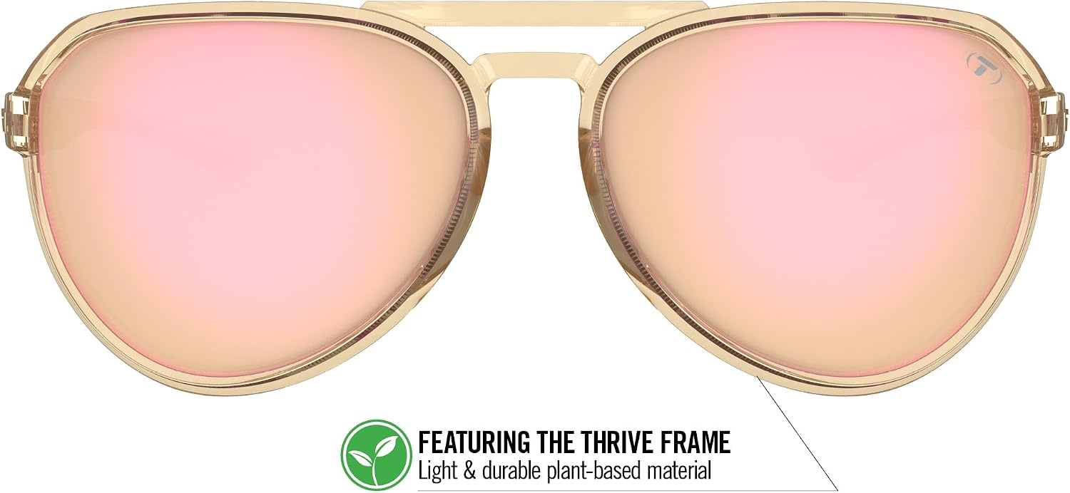 Tifosi Selca Tangle Free Aviator Men & Womens Sunglasses – Ideal for Golf, Hiking, Running, Pickleball & Great Lifestyle Look(Crystal Brown (Pink Mirror))