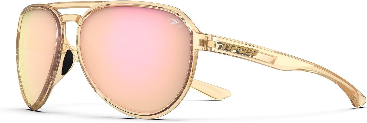 Tifosi Selca Tangle Free Aviator Men & Womens Sunglasses – Ideal for Golf, Hiking, Running, Pickleball & Great Lifestyle Look(Crystal Brown (Pink Mirror))