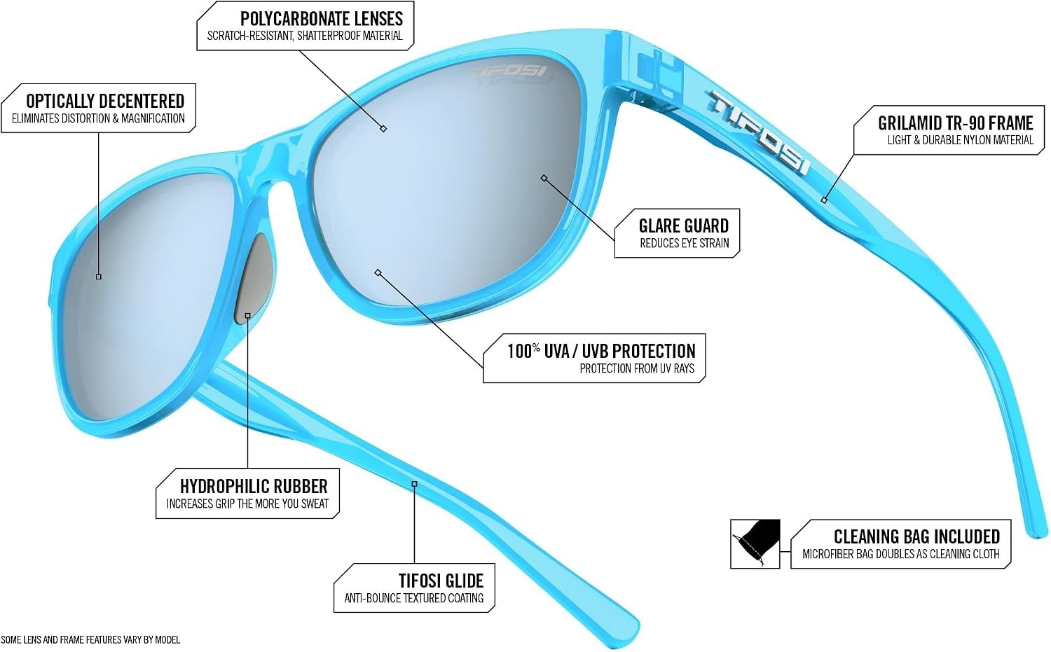 Tifosi Swank Sport Sunglasses – Tangle Free – Ideal For Cycling, Golf, Hiking, Pickleball, Running and Great Lifestyle Look(Avant Clear/Smoke Bright Blue Mirror)