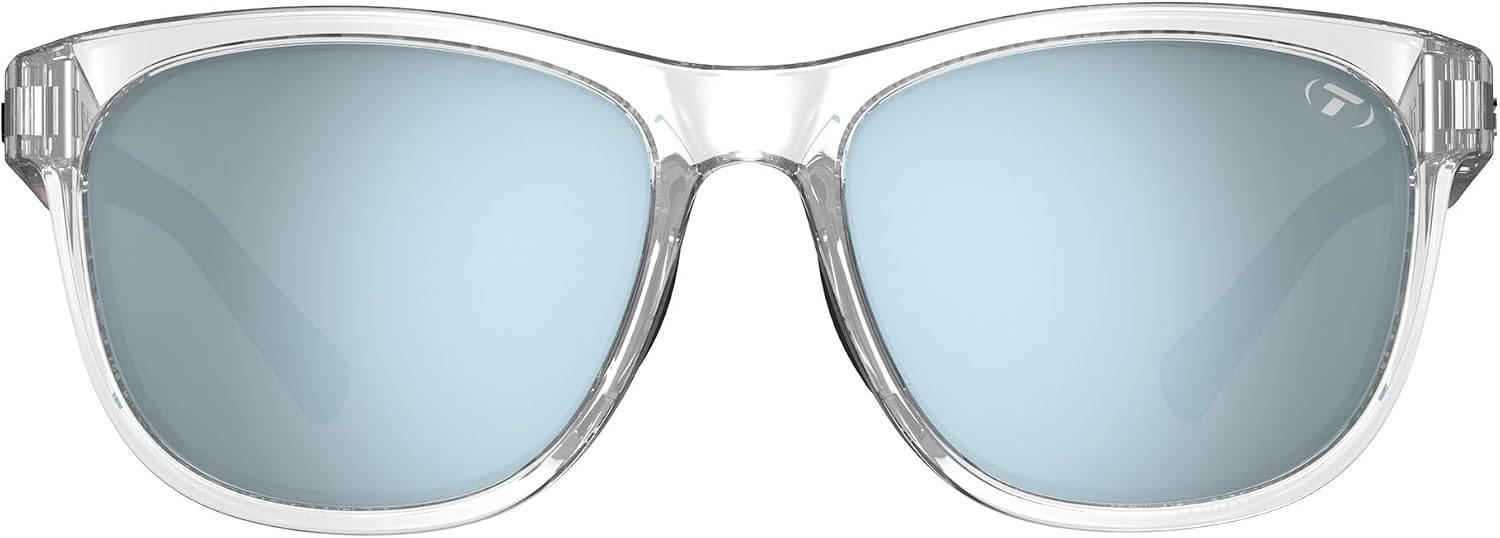 Tifosi Swank Sport Sunglasses – Tangle Free – Ideal For Cycling, Golf, Hiking, Pickleball, Running and Great Lifestyle Look(Avant Clear/Smoke Bright Blue Mirror)