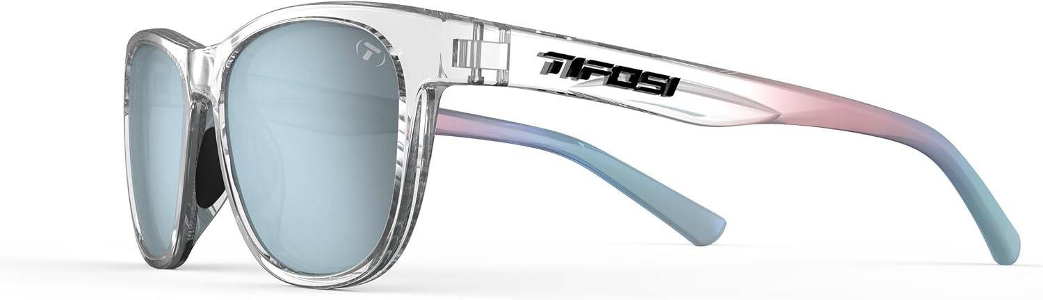 Tifosi Swank Sport Sunglasses – Tangle Free – Ideal For Cycling, Golf, Hiking, Pickleball, Running and Great Lifestyle Look(Avant Clear/Smoke Bright Blue Mirror)
