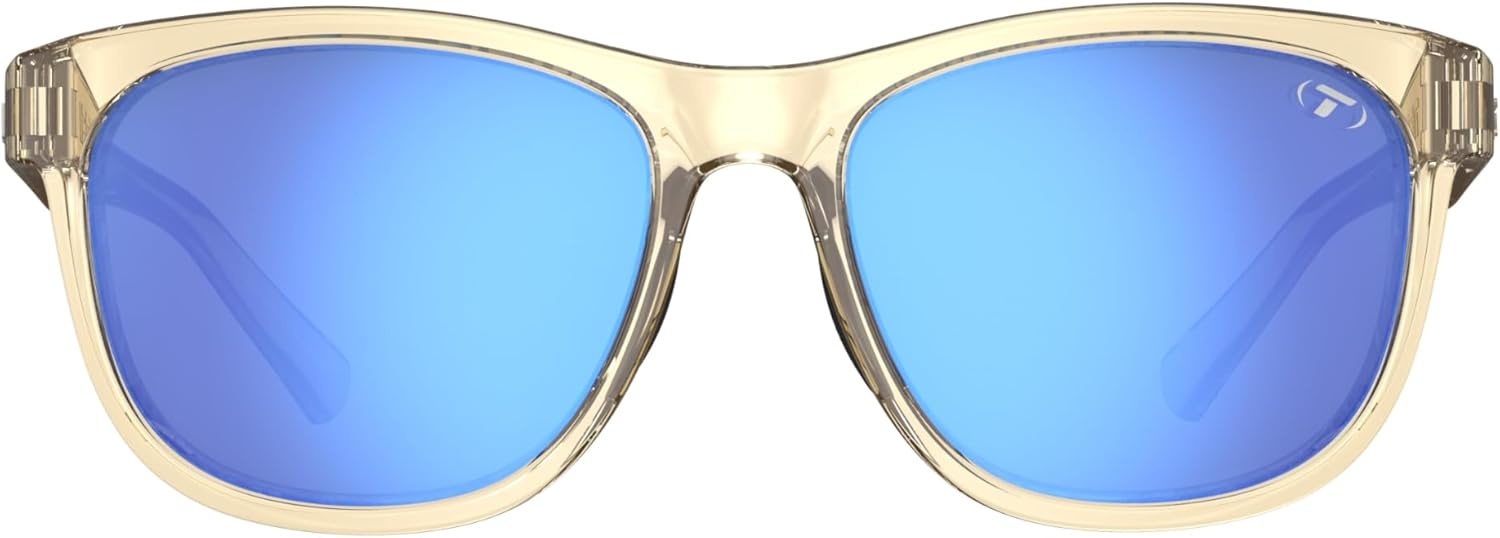 Tifosi Swank Sport Sunglasses – Tangle Free – Ideal For Cycling, Golf, Hiking, Pickleball, Running and Great Lifestyle Look(Golden Ray/Sky Blue Mirror)
