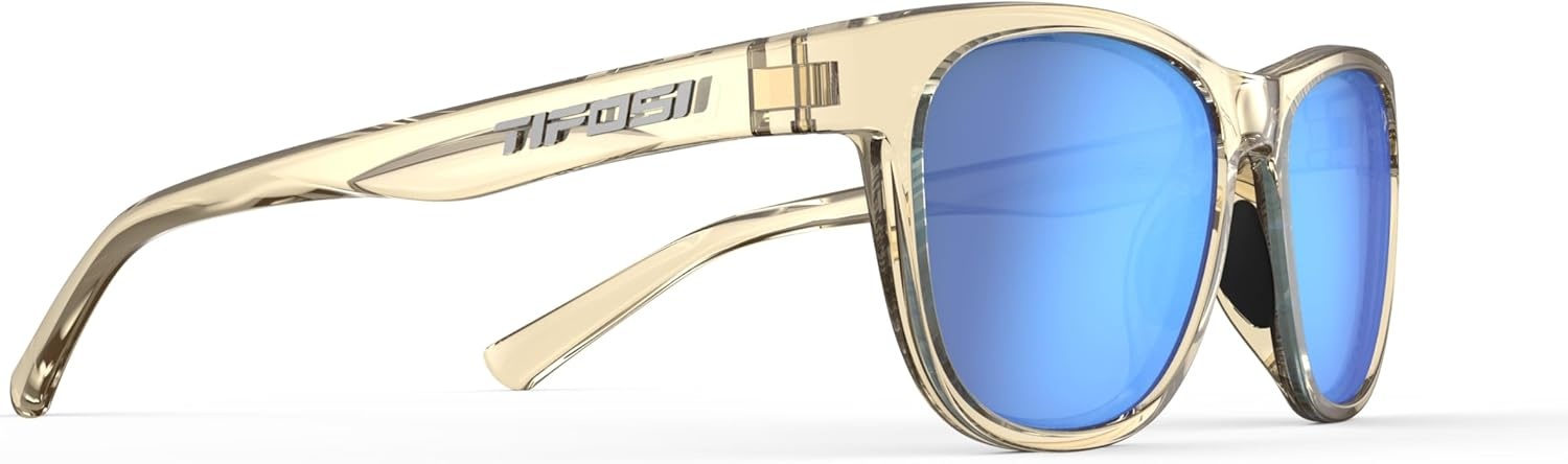 Tifosi Swank Sport Sunglasses – Tangle Free – Ideal For Cycling, Golf, Hiking, Pickleball, Running and Great Lifestyle Look(Golden Ray/Sky Blue Mirror)