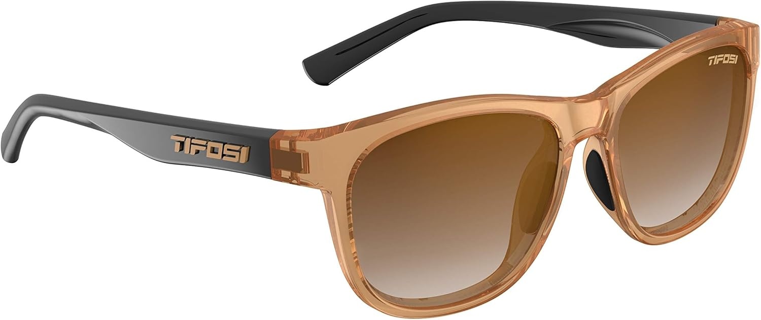 Tifosi Swank Sport Sunglasses – Tangle Free – Ideal For Cycling, Golf, Hiking, Pickleball, Running and Great Lifestyle Look(Crystal Brown Onyx/Brown Gradient Lens)