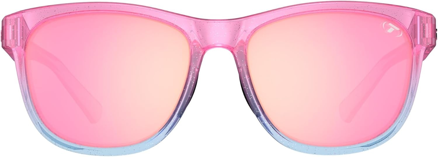 Tifosi Swank Sport Sunglasses – Tangle Free – Ideal For Cycling, Golf, Hiking, Pickleball, Running and Great Lifestyle Look(Cotton Candy Swirl/Pink Mirror)