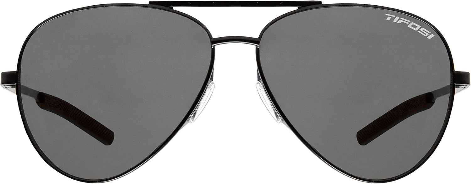 Tifosi Shwae Tangle Free Aviator Sunglasses For Men & Women – Ideal For Flying, Golf, Hiking and Running(Satin Black (Smoke Lens))