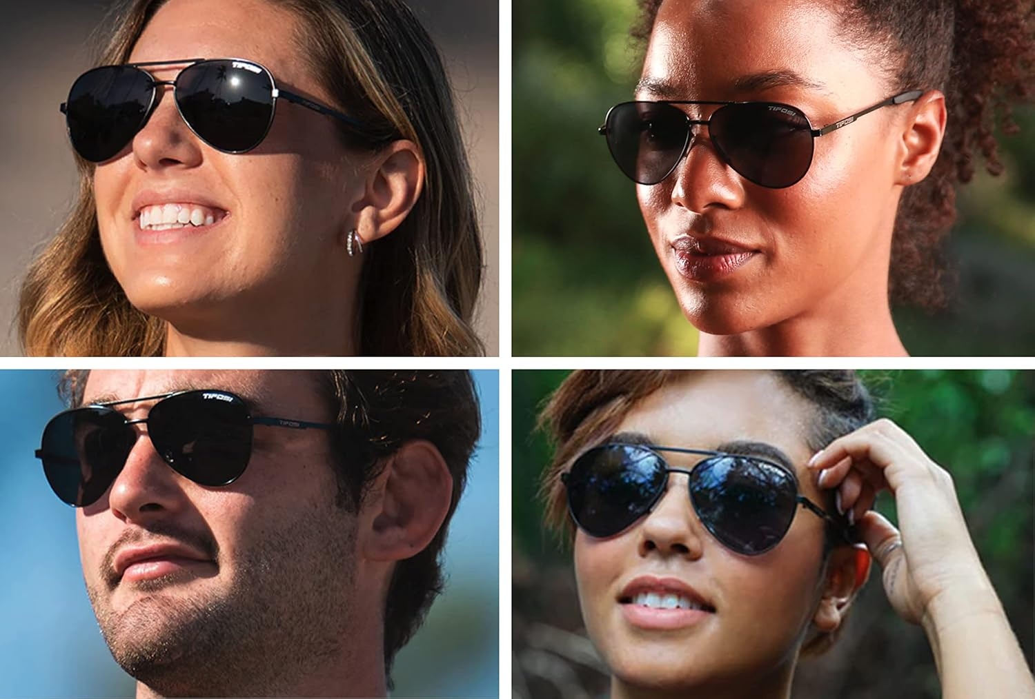 Tifosi Shwae Tangle Free Aviator Sunglasses For Men & Women – Ideal For Flying, Golf, Hiking and Running(Satin Black (Smoke Lens))