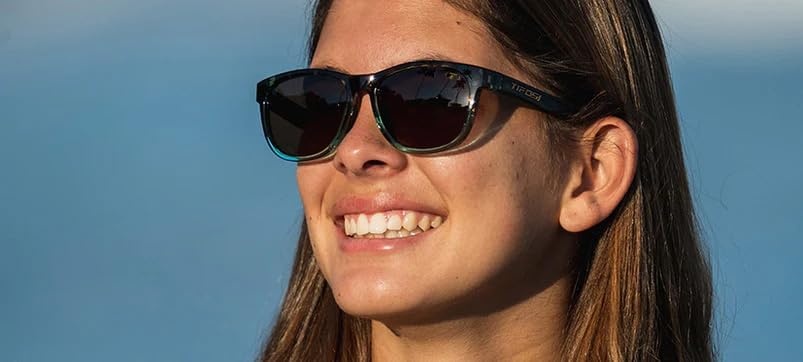 Tifosi Swank Sport Sunglasses – Tangle Free – Ideal For Cycling, Golf, Hiking, Pickleball, Running and Great Lifestyle Look(Blue Confetti/Brown Lens Polarized)