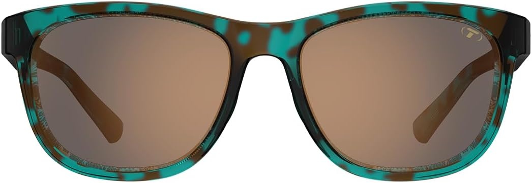 Tifosi Swank Sport Sunglasses – Tangle Free – Ideal For Cycling, Golf, Hiking, Pickleball, Running and Great Lifestyle Look(Blue Confetti/Brown Lens Polarized)