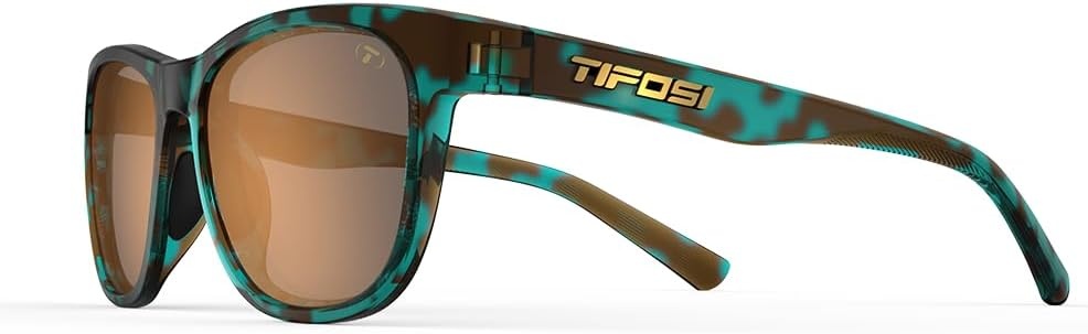 Tifosi Swank Sport Sunglasses – Tangle Free – Ideal For Cycling, Golf, Hiking, Pickleball, Running and Great Lifestyle Look(Blue Confetti/Brown Lens Polarized)