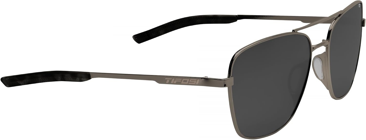 Tifosi Shwae Tangle Free Aviator Sunglasses For Men & Women – Ideal For Flying, Golf, Hiking and Running(Square 2.0 Graphite (Smoke Lens))