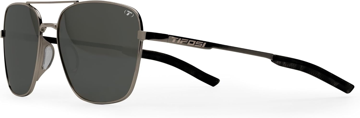 Tifosi Shwae Tangle Free Aviator Sunglasses For Men & Women – Ideal For Flying, Golf, Hiking and Running(Square 2.0 Graphite (Smoke Lens))