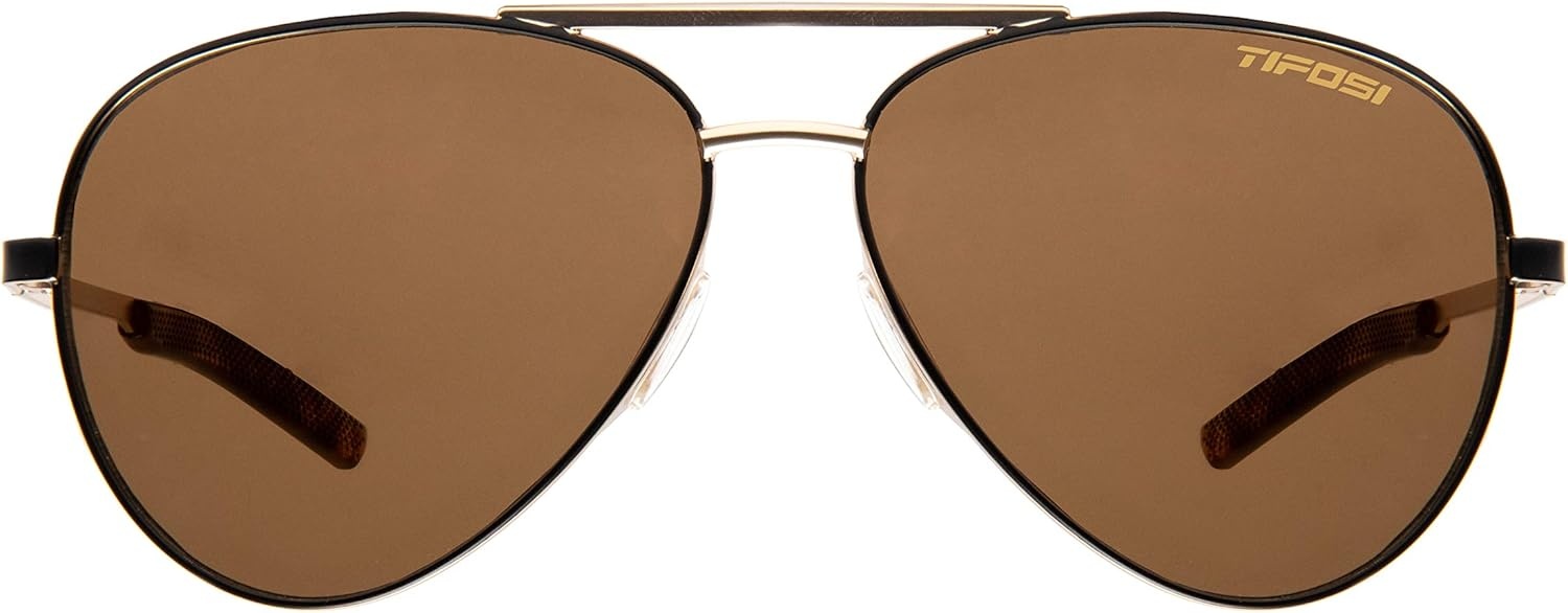 Tifosi Shwae Tangle Free Aviator Sunglasses For Men & Women – Ideal For Flying, Golf, Hiking and Running(Midnight Gold (Brown Lens))