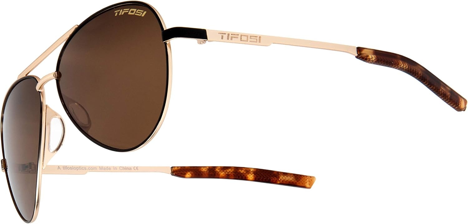 Tifosi Shwae Tangle Free Aviator Sunglasses For Men & Women – Ideal For Flying, Golf, Hiking and Running(Midnight Gold (Brown Lens))