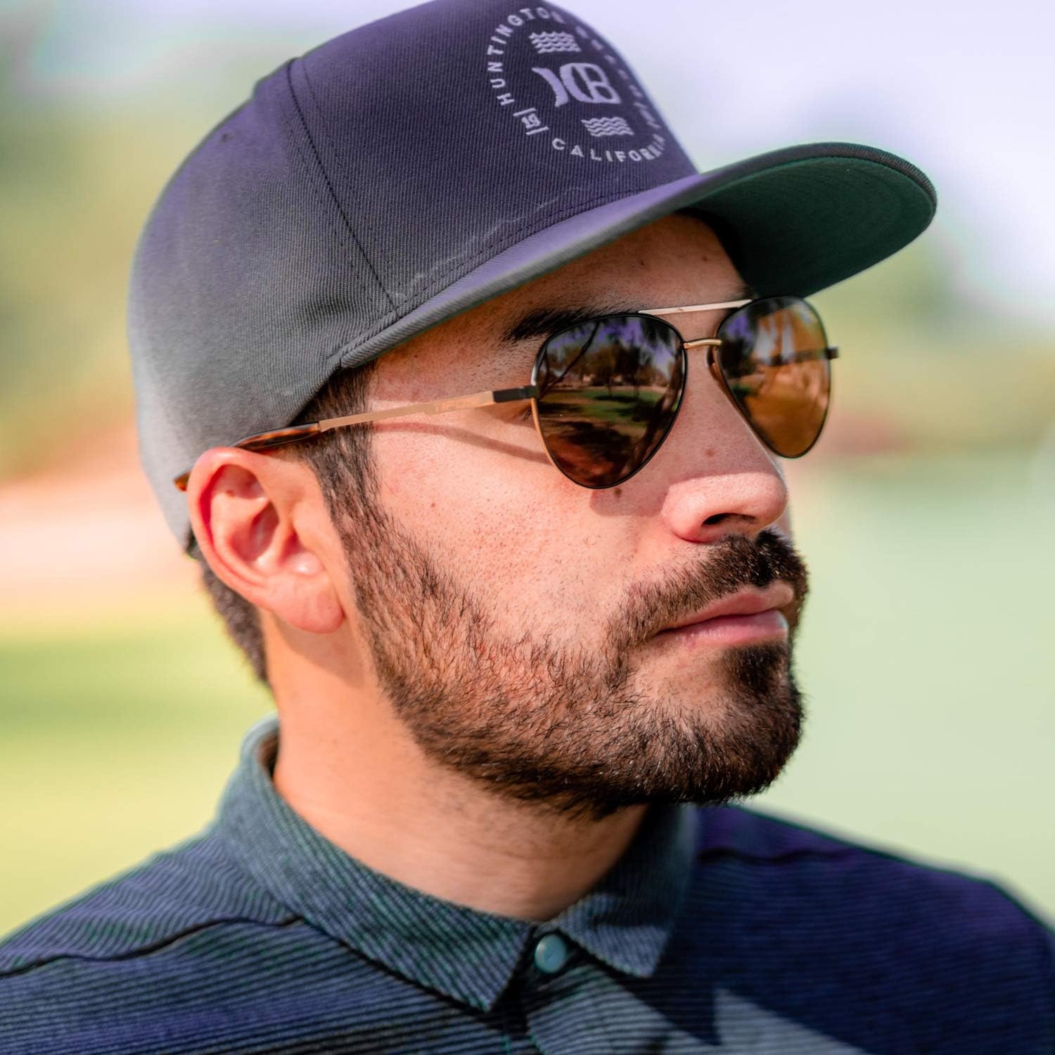 Tifosi Shwae Tangle Free Aviator Sunglasses For Men & Women – Ideal For Flying, Golf, Hiking and Running(Midnight Gold (Brown Lens))