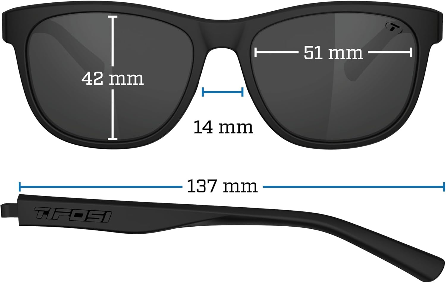 Tifosi Swank Sport Sunglasses – Tangle Free – Ideal For Cycling, Golf, Hiking, Pickleball, Running and Great Lifestyle Look(Blackout/Smoke Lens With Sky Blue Mirror Polarized)