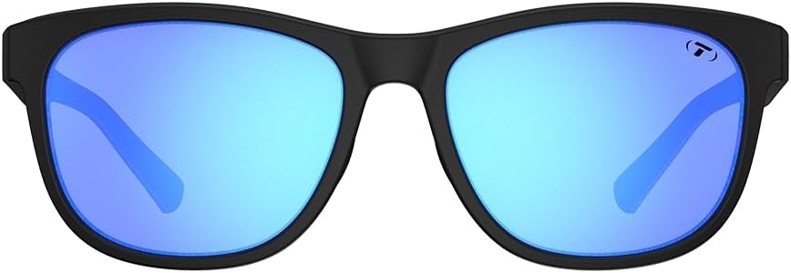 Tifosi Swank Sport Sunglasses – Tangle Free – Ideal For Cycling, Golf, Hiking, Pickleball, Running and Great Lifestyle Look(Blackout/Smoke Lens With Sky Blue Mirror Polarized)