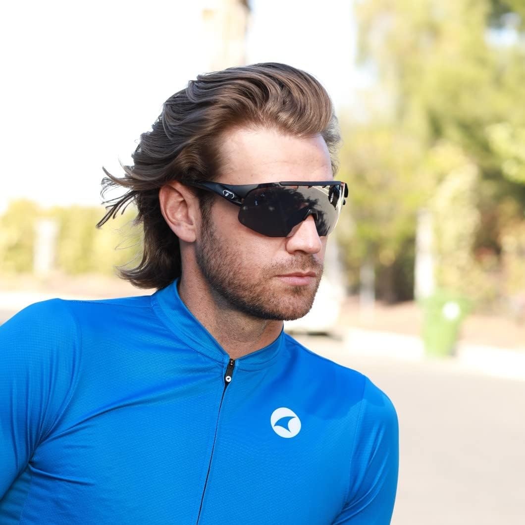 Tifosi Optics Sledge Lite Sunglasses – Ideal For Cycling (Road, Gravel, MTB), Baseball & Softball(Matte Black (Smoke/Ac Red/Clear Lenses))