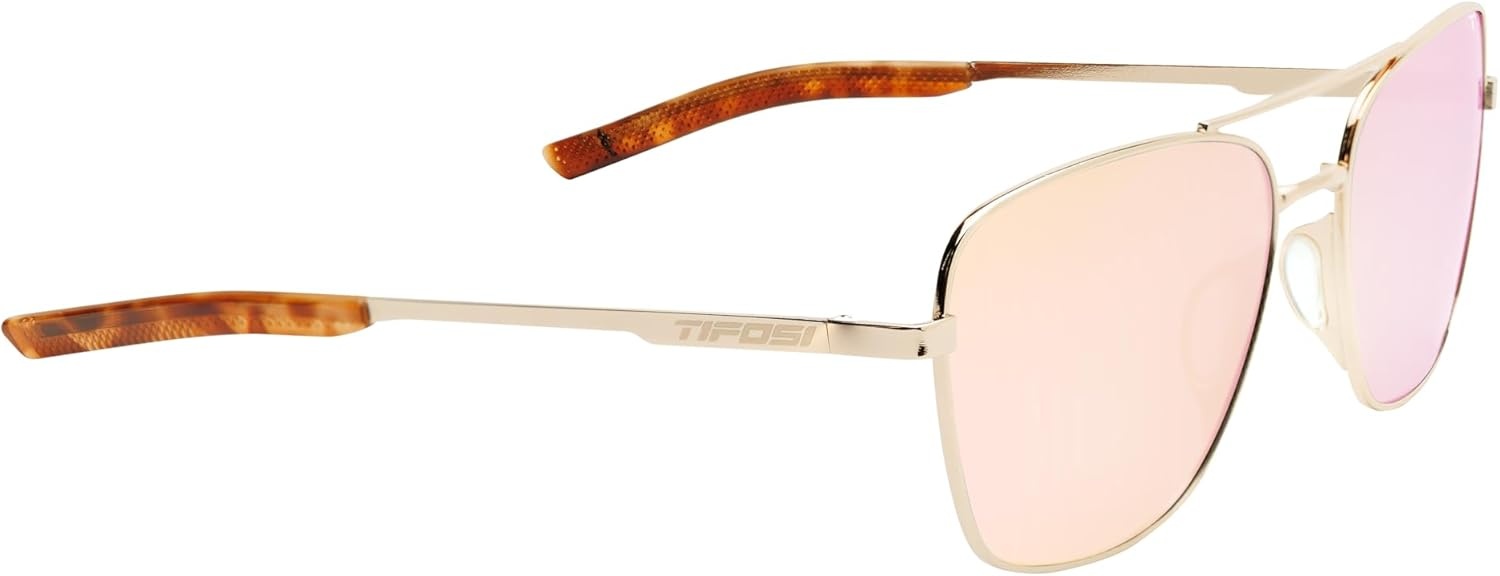 Tifosi Shwae Tangle Free Aviator Sunglasses For Men & Women – Ideal For Flying, Golf, Hiking and Running(Square 2.0 Gold (Pink Mirror))