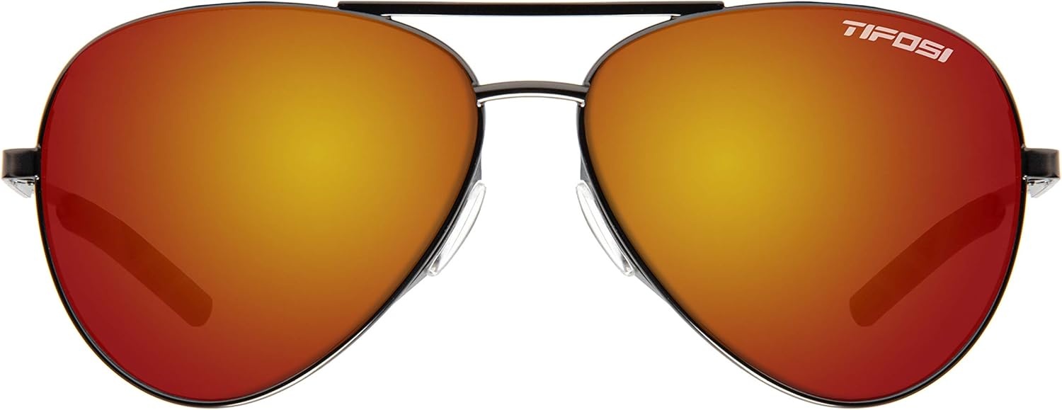 Tifosi Shwae Tangle Free Aviator Sunglasses For Men & Women – Ideal For Flying, Golf, Hiking and Running(Graphite (Smoke Red Lens))