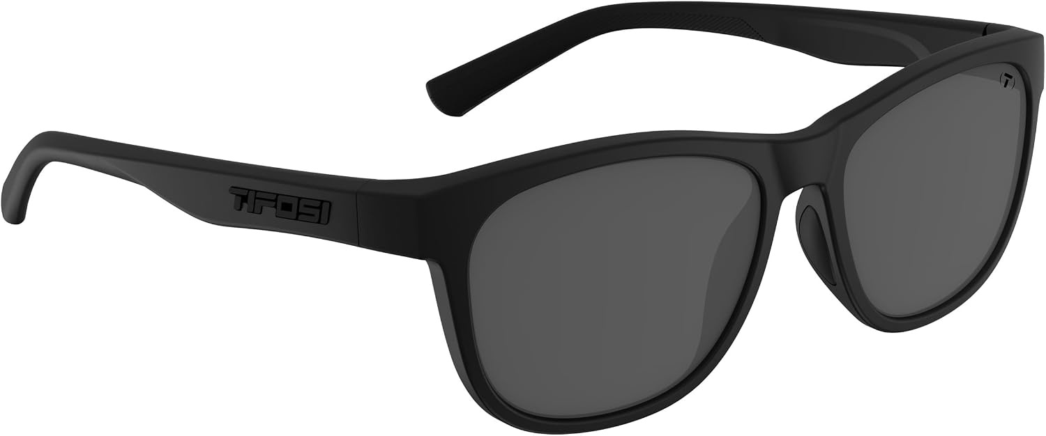 Tifosi Swank Sport Sunglasses – Tangle Free – Ideal For Cycling, Golf, Hiking, Pickleball, Running and Great Lifestyle Look(Blackout/Smoke Lens)